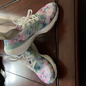 Adidas boost tie dye athletic shoes